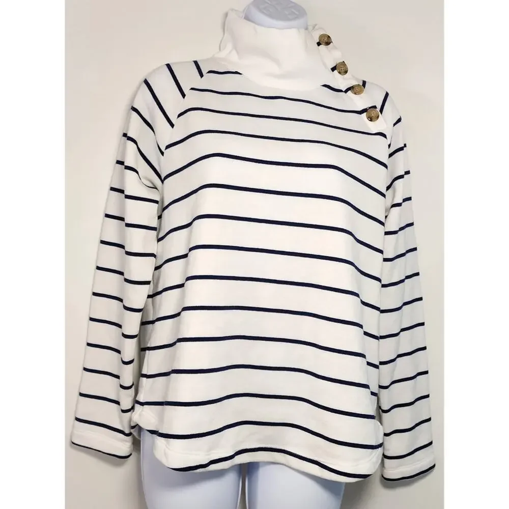 J.Crew Striped Funnel Neck Pullover Nautical Preppy Sweatshirt M‎